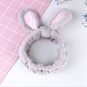 Girl Korean simple plush cute rabbit ears head decoration face wash makeup knotted hair band collar