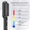 2-in-1 Electric Hair Straightener Brush Hot Comb Adjustment Heat Styling Curler Anti-Scald Comb
