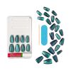 KISS Gel Fantasy Magnetic Medium Coffin Sculpted Gel Nails, Glossy Dark Blue, 28 Count