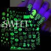 Nail Sticker 10 Sheets Luminous Mixed Halloween Patterns DIY Nail