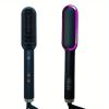 2-in-1 Electric Hair Straightener Brush Hot Comb Adjustment Heat Styling Curler Anti-Scald Comb