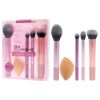 Everyday Essential Set by Real Techniques for Women - 5 Pc Blush Brush - 400, Miracle Complexion Sponge, Deluxe Crease Brush - 300