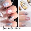 8 Sheets Self-Adhesive English Patterned DIY Fingernail Decorations Nail Art Accessories Vintage Nail Sticker; Black Nail Decals