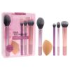 Everyday Essential Set by Real Techniques for Women - 5 Pc Blush Brush - 400, Miracle Complexion Sponge, Deluxe Crease Brush - 300