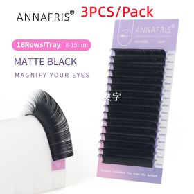ANNAFRIS 3PCS/Pack 16 Rows Volume Classic Eyelash Extension C D Curl All Size Matte Black Individual False Eye Lashes Extension Salon Use Natural Soft (Length: 11mm, Curl & Thickness: 0.12 C)