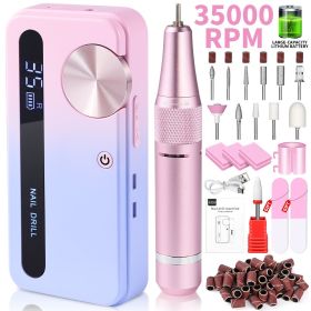 35000RPM Electric Nail Drill Machine Professional Nail Drills for Gel Nails Polish Rechargeable Portable Nail File Manicure Tool (Color: DMJTZ-M50-Color-UsB)