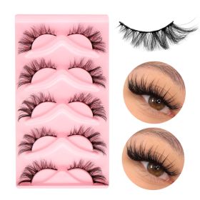 5 pairs of 3D doll natural fluffy cross eyelashes, low sensitivity C curl, 5-18 length, enhance eyes, daily light makeup X03 (BOX: 5 box)