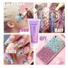 Body Glitter Gel Face Glitters Body Gel Sequins Shimmer Liquid Eyeshadow Holographic Cosmetic Laser Powder Festival Glitter Makeup